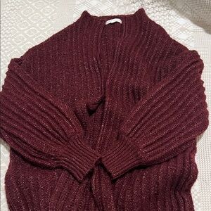 Urban Outfitters Truly Madly Deeply Maroon Ribbed Cardigan
